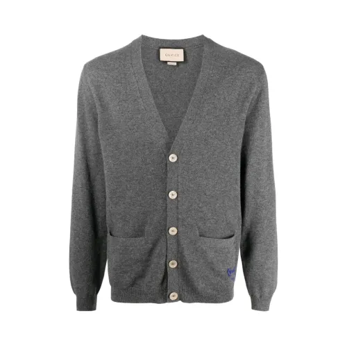 Gucci , Horsebit-detail cashmere Cardigan ,Gray male, Sizes: