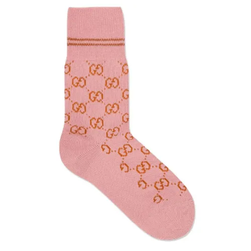 Gucci , Interlocking G-logo ankle socks ,Pink female, Sizes: