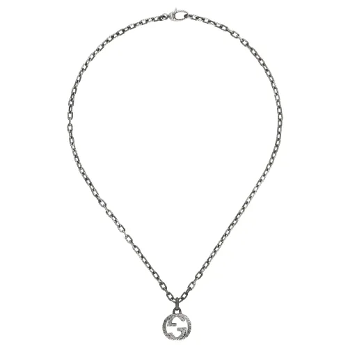 Gucci , Interlocking G Pendant Necklace in Sterling Silver ,Gray female, Sizes: ONE SIZE
