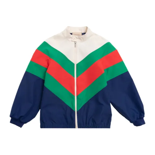 Gucci , Kids MultiColour Jacket with Green and Red Web Stripe ,Multicolor male, Sizes: