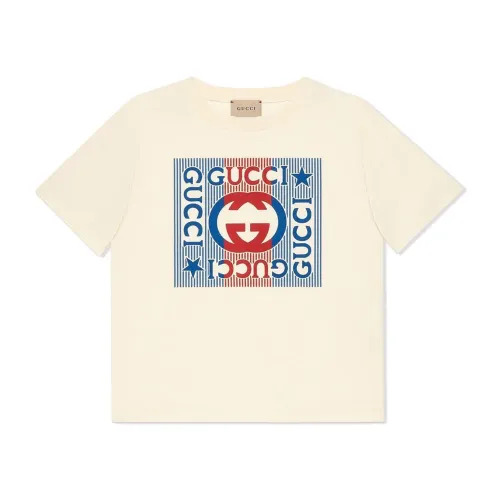 Gucci , Kids T-Shirt - Regular Fit - Made in Italy ,White male, Sizes: