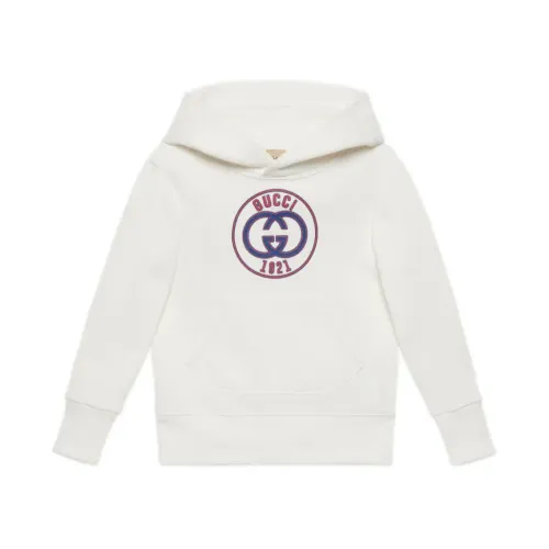 Gucci , Kids White Sweaters with Interlocking G Print ,White male, Sizes: