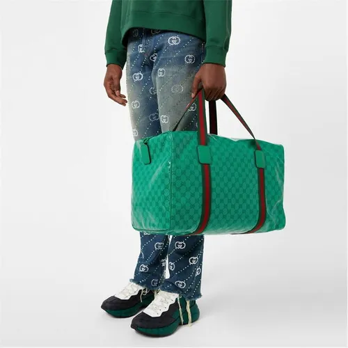 GUCCI Large Duffle Bag With Web - Green