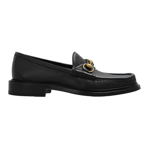 Gucci , Leather Horsebit Loafers ,Black male, Sizes: