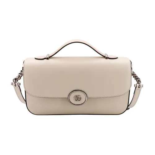 Gucci , Leather Shoulder Bag with GG Logo ,White female, Sizes: ONE SIZE