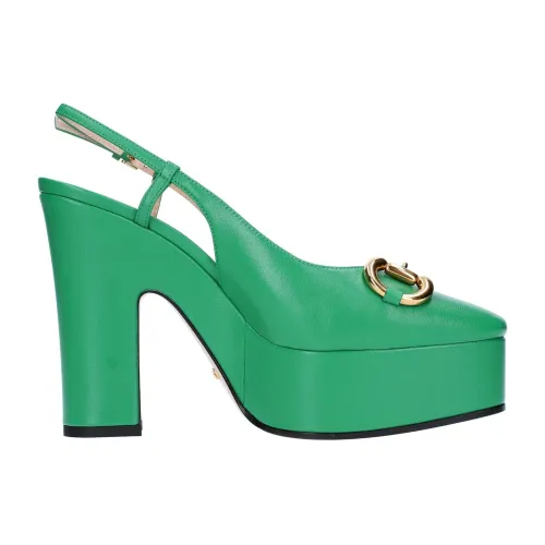 Gucci , Leather Slingback Pumps ,Green female, Sizes: