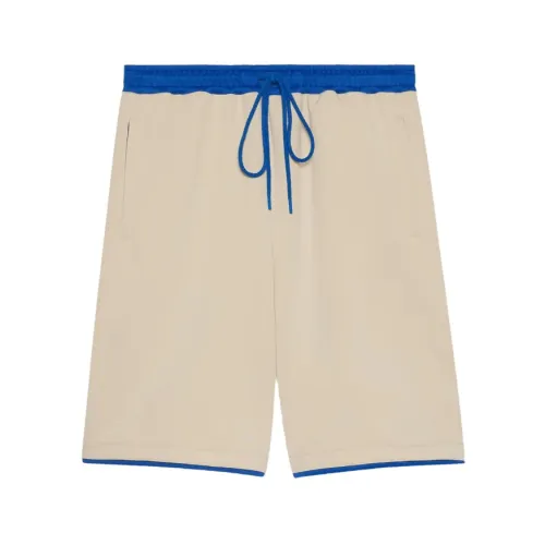 Gucci , logo-appliqué colour-block track shorts ,Beige male, Sizes: