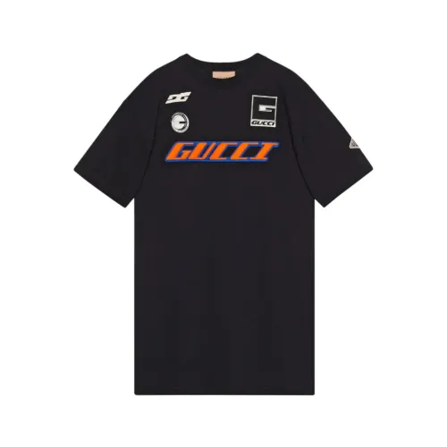 Gucci , Logo Print Cotton T-Shirt ,Black male, Sizes: