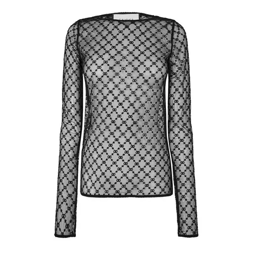 GUCCI Long Sleeve Tulle Top - Black