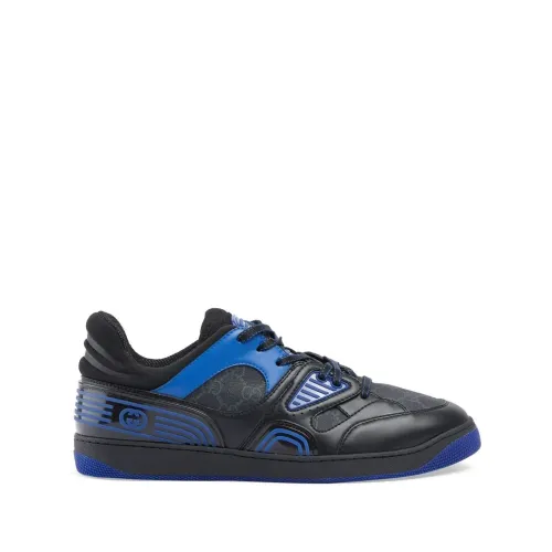 Gucci , Low-Top Leather Sneakers Black/Blue ,Multicolor male, Sizes: