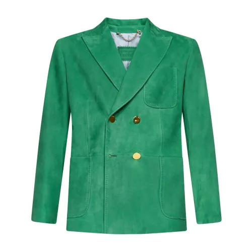 Gucci , Luxury Green Suede Jacket ,Green male, Sizes: