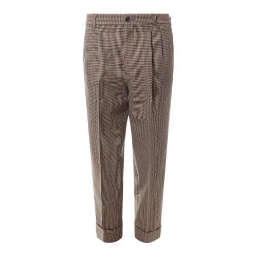 Gucci , Madras Wool Trouser ,Brown male, Sizes: