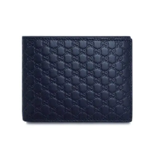 Gucci , Microguccissima Black Leather Wallet. ,Blue male, Sizes: ONE SIZE
