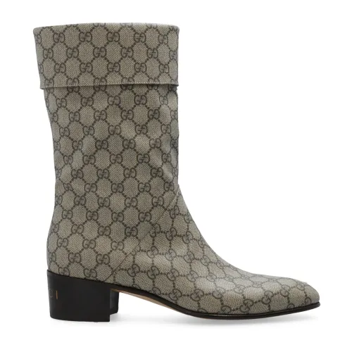 Gucci , Monogram Heeled Boots ,Beige female, Sizes: