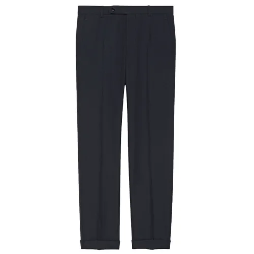 Gucci , Navy Wool Twill Straight-Leg Trousers ,Blue male, Sizes: