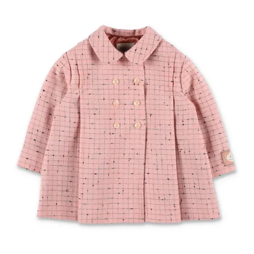 Gucci , Pink Check Damier Wool Coat ,Pink female, Sizes: