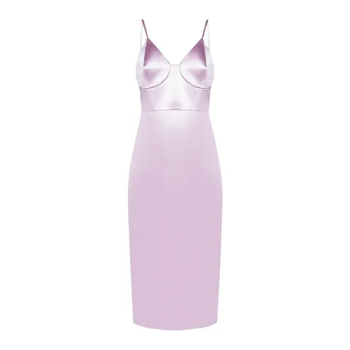 Gucci , Pink Silk Midi Dress for Women ,Pink female, Sizes: