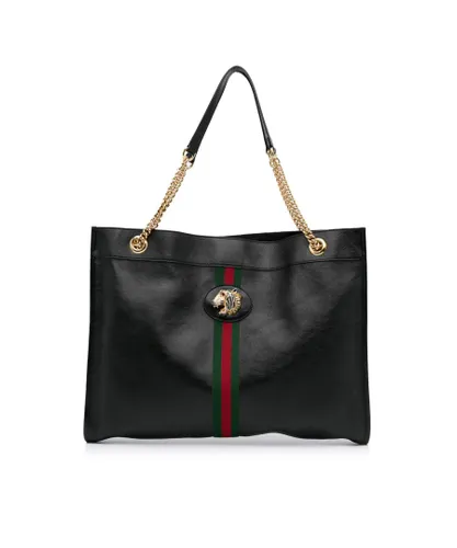 Gucci Pre-owned Womens Vintage Large Rajah Tote Bag Black Calf Leather - One Size