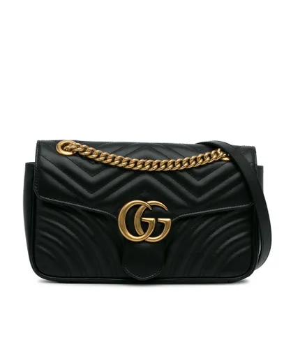Gucci Pre-owned Womens Vintage Small GG Marmont Matelasse Crossbody Black Calf Leather - One Size