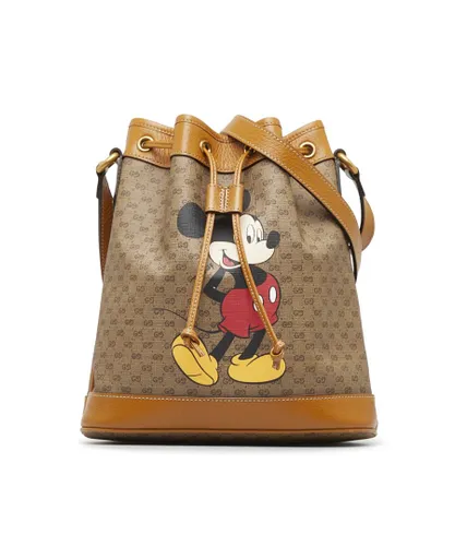 Gucci Pre-owned Womens Vintage x Disney Small GG Supreme Bucket Bag Brown - Beige Fabric - One Size