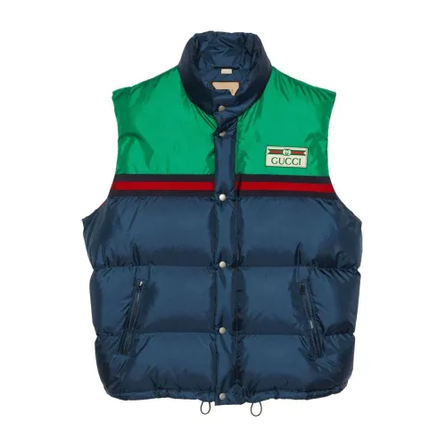 Gucci , Quilted Satin Gilet Vest ,Blue male, Sizes: