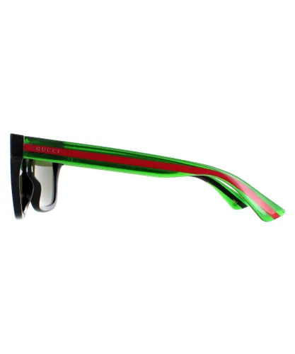 Gucci Rectangle Mens Black and Green With Red Stripe GG0001SN - One