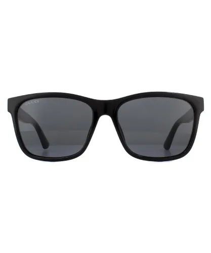 Gucci Rectangle Mens Black Grey Sunglasses - One