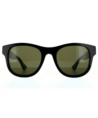 Gucci Rectangle Mens Black With Green and Red Sunglasses - One