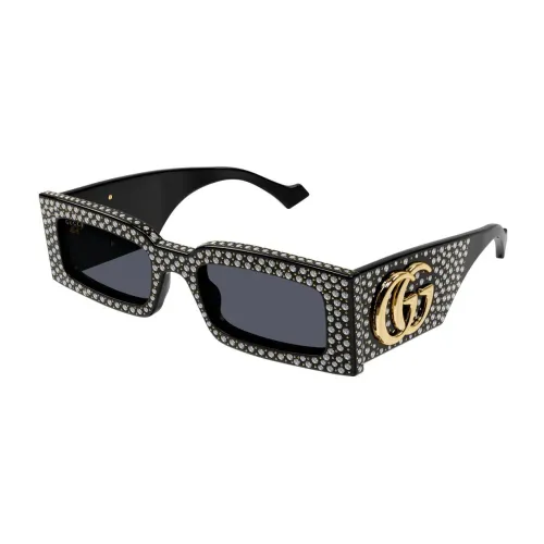 Gucci , Rectangular Acetate Sunglasses with Bold Arms ,Black female, Sizes: