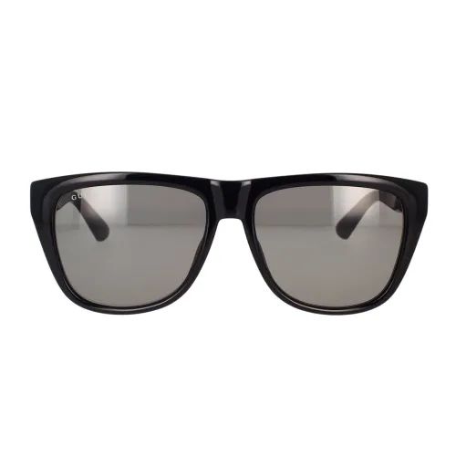 Gucci , Rectangular Sunglasses with Gold Logo ,Black male, Sizes: