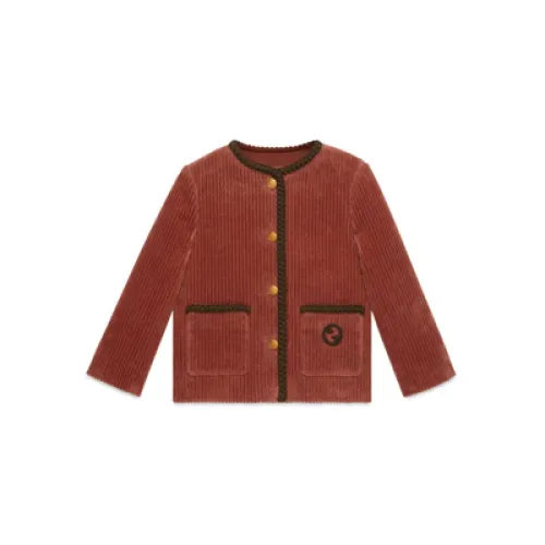Gucci , Red Corduroy Childrens Jacket with Contrasting Trims ,Red male, Sizes: