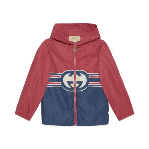 Gucci , Red Kids Jackets with Interlocking G Stripe Print ,Multicolor male, Sizes: