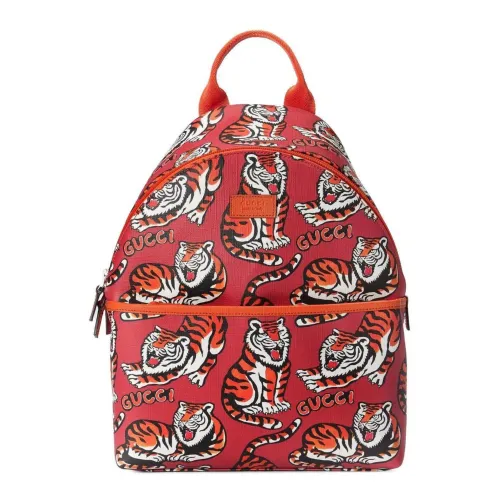 Gucci , Red Tiger Print Kids Backpack ,Red unisex, Sizes: ONE SIZE