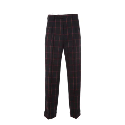 Gucci , Regular-Fit Wool Checkered Trousers ,Black male, Sizes:
