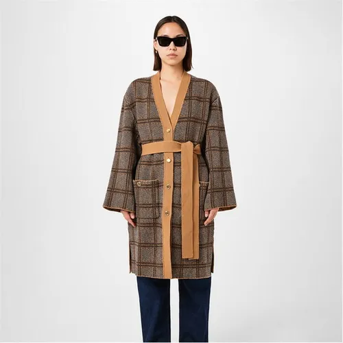 GUCCI Reversible Checked Wool Cardigan - Blue