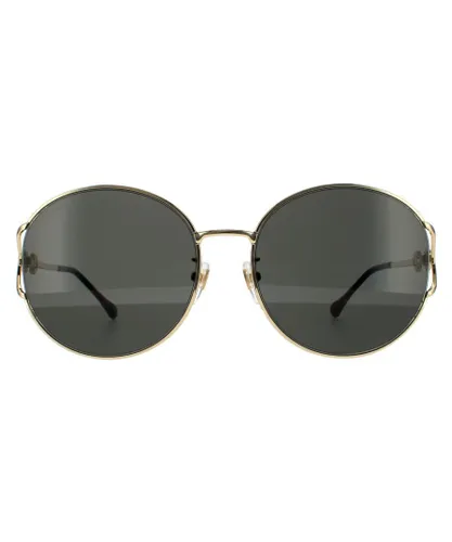 Gucci Round Womens Gold Grey Sunglasses Metal - One