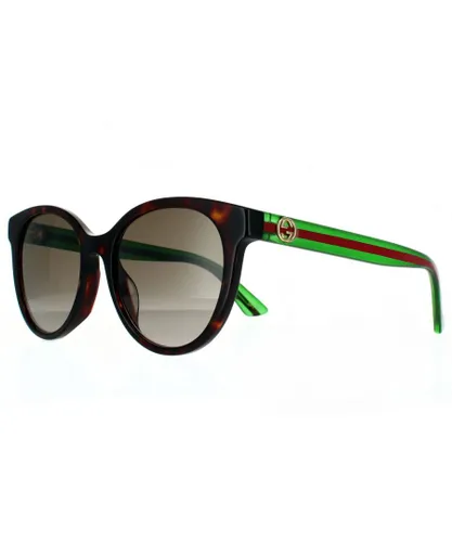 Gucci Round Womens Havana With Green and Red Brown Gradient Sunglasses - One