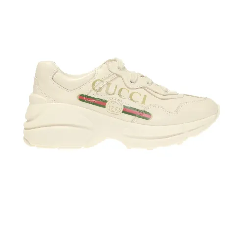 Gucci , Rython Leather Sneakers ,Beige female, Sizes: