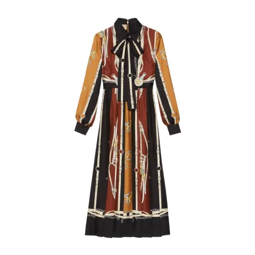 Gucci , Silk Equestrian Print Shirt Dress ,Multicolor female, Sizes: