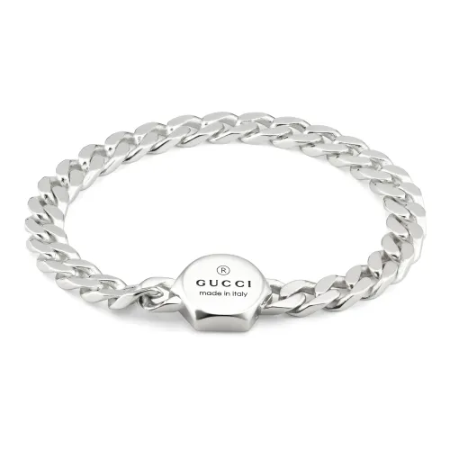 Gucci , Sterling Silver Bracelet with Gucci Charm ,Gray female, Sizes: ONE SIZE