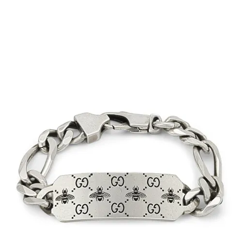 Gucci Sterling Silver GG Signature Bee Bracelet 19cm