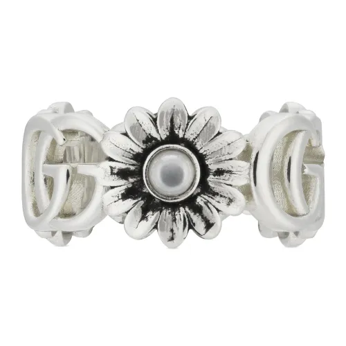 Gucci , Sterling Silver Mother of Pearl Ring ,Gray female, Sizes: 51 MM, 53 MM, 55 MM