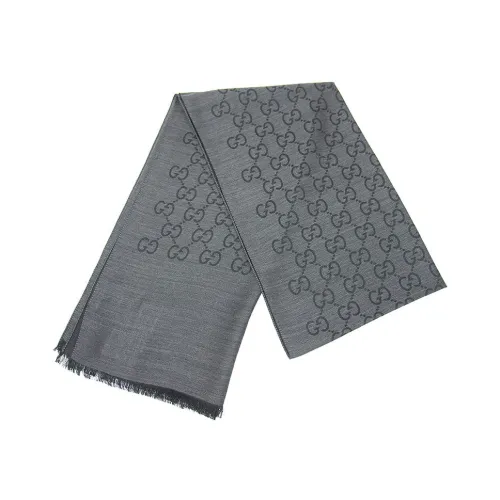 Gucci , Two-Tone GG Pattern Wool and Silk Shawl ,Gray female, Sizes: ONE