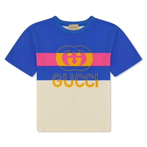 GUCCI Unisex Infants Logo T Shirt - Blue