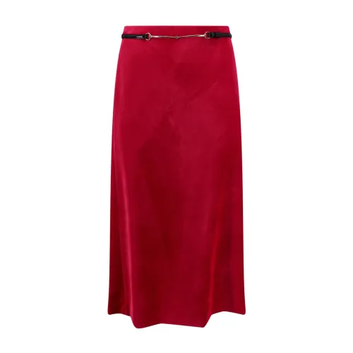 Gucci , Velvet Bloom Midi Skirt ,Pink female, Sizes:
