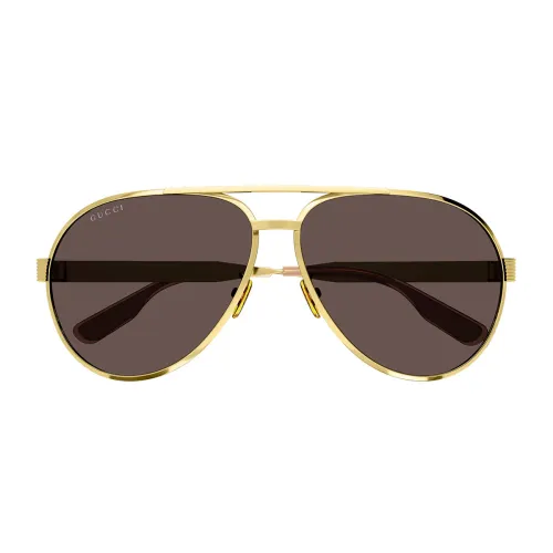Gucci , Vintage Pilot Sunglasses with Metal Arms ,Yellow unisex, Sizes: