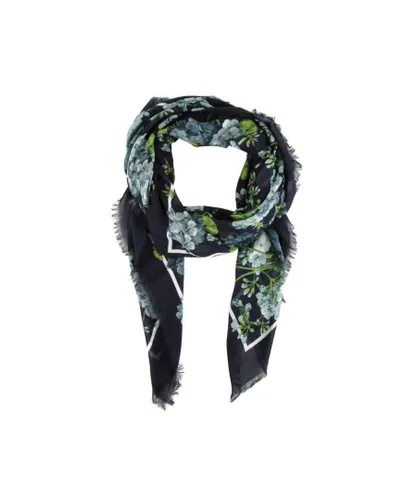 Gucci WoMens 400 Navy Blue Modal / Silk With Bloom Print Scarf 550905 4069 - One