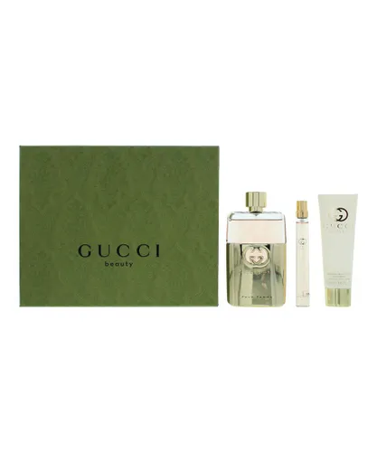 Gucci Womens Guilty Pour Femme 3 Piece Gift Set: Eau de Parfum 90ml - Eau de 10ml - Body Lotion 100ml - Black - One Size