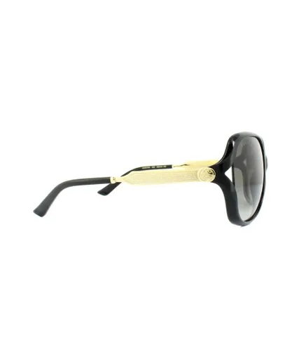 Gucci Womens Sunglasses 0076S 002 Black Gold Grey Gradient - One