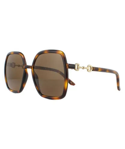 Gucci Womens Sunglasses GG0890S 002 Havana and Gold Brown - One